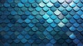 3D Tiles arranged to create a Fish Scale wall. Polished, Blue Patina Background formed from Textured blocks Royalty Free Stock Photo