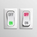 3D Toggle Switch Vector. White Switches With On, Off Position. Electric Light Control Illustration. Royalty Free Stock Photo