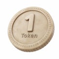 3D token icon, metallic coin with -Token- and binary code design Royalty Free Stock Photo