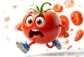 3D tomato fleeing danger Royalty Free Stock Photo