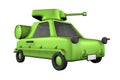 3D Toon Green Fast Toy Sedan Tank Car