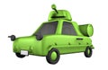 3D toon green toy armored car