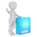 3d toon with illuminated home button Royalty Free Stock Photo