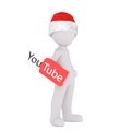 3d toon in Santa hat with YouTube sign