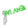 3d toon with WLAN sign on white