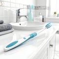 3D toothbrush in bathroom isolated Royalty Free Stock Photo