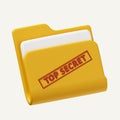 3d Top secret Folder. Confidential files. icon isolated on white background. 3d rendering illustration. Clipping path. Royalty Free Stock Photo