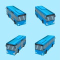 3d top view the blue bus NGV driver fare passenger autobus omnibus coach rail bench chair stool armchair seat mattress bolster