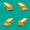 3d top view the school bus. flat design style. learning time with friends. vector illustration eps10 Royalty Free Stock Photo