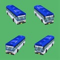 3d top view thai bus blue white green transport car vehicle driver fare passenger autobus omnibus coach rail bench chair stool