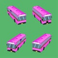 3d top view thai pink bus transport car vehicle driver fare passenger autobus omnibus coach rail bench chair stool armchair seat