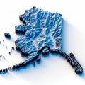3D Topographic Map of Alaska with Rugged Mountains and Realistic Glacier Relief Royalty Free Stock Photo