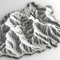 3D topographic map of imaginary section Himalayas