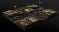 3D Topographic Model Visualization Rainbow Pyramid Geological Data Representation of Terrain