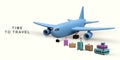 3d tourism and travel concept,eath and location pin with airplane flying. Vector illustration