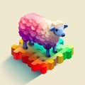 3D toy features a colorful and adorable sheep figurine that stands out in playful vibrancy.