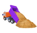 Model of toy truck , sand delivery, construction work, illustration on a white background Royalty Free Stock Photo