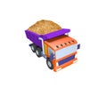 3D of toy truck , sand delivery, construction work, illustration on a white background Royalty Free Stock Photo