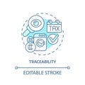 2D traceability blue line icon concept