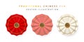 3d Traditional Chinese fan. Asian traditional element. Vector illustration Royalty Free Stock Photo