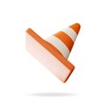 3D Traffic Cone Icon Isolated on White