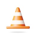 3D Traffic Cone Icon Isolated on White