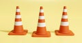 3D traffic cones for caution and under construction concept on pastel background, 3D illustration