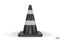 3d traffic cones with white and black stripes isolated on white background. Construction cone icon. Single black traffic warning Royalty Free Stock Photo