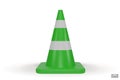 3d traffic cones with white and green stripes isolated on white background. Construction cone icon. Single green traffic warning Royalty Free Stock Photo