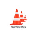 3d traffic cones white orange icon. Vector illustration eps 10 Royalty Free Stock Photo