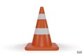 3d traffic cones with white and orange stripes isolated on white background. Construction cone icon. Single orange traffic warning Royalty Free Stock Photo