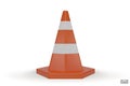 3d traffic cones with white and orange stripes isolated on white background. Construction cone icon. Single orange traffic warning Royalty Free Stock Photo