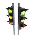 3D traffic stoplight on the white background