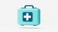 3D translucent light blue first aid kit icon, glossy glass finish Royalty Free Stock Photo