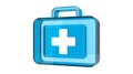 3D translucent light blue first aid kit icon, glossy glass finish Royalty Free Stock Photo