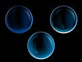 3D Transparent Blue Glossy Soup Bubble Set
