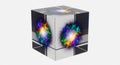 Colorful Abstract Energy Explosion Inside a Transparent Cube with Dark Background vibrant Royalty Free Stock Photo