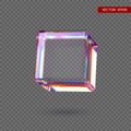 3d transparent glossy cube with dispersion effect.