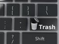 3d Trash can on the computer keyboard
