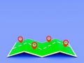 3d travel destination. marking location. A map with a location icon.