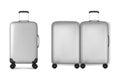 3d travel suitcase. Realistic silver luggage bag