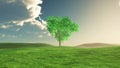 3D tree landscape with storm cloud approaching Royalty Free Stock Photo