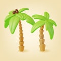 3d Tropical Palm Tree Set Plasticine Cartoon Style. Vector Royalty Free Stock Photo