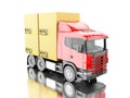 3d Truck carry carboard boxes Royalty Free Stock Photo