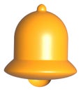 3d yellow bell on transparent background