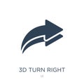 3d turn right arrow icon in trendy design style. 3d turn right arrow icon isolated on white background. 3d turn right arrow vector Royalty Free Stock Photo