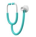 3d turquoise stethoscope icon. Render Illustration medical tool. Symbol concept of healthcare industry Royalty Free Stock Photo