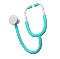 3d turquoise stethoscope icon. Render Illustration medical tool. Symbol concept of healthcare industry Royalty Free Stock Photo