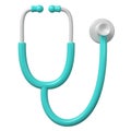 3d turquoise stethoscope icon. Render Illustration medical tool. Symbol concept of healthcare industry Royalty Free Stock Photo