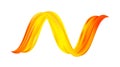 3d twisted colorful flow liquid shape. Acrylic yellow paint sroke. Modern design